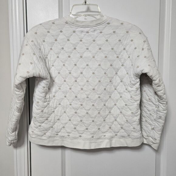 Madewell Quilted Swing Sweatshirt Women's XXS Ivory Crewneck Pullover VGUC - Picture 8 of 8